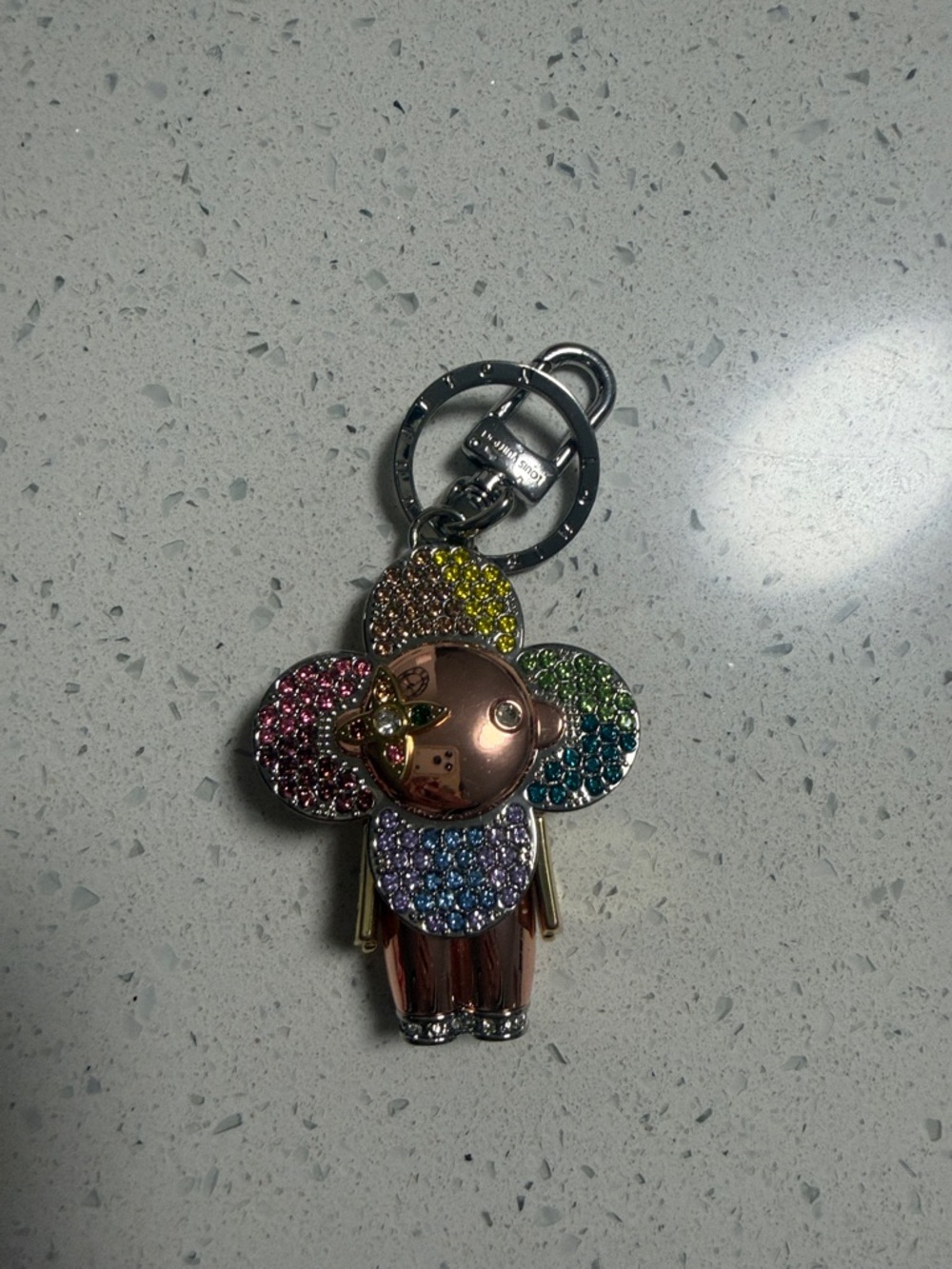 LOUIS VUITTON Multicolor Crystal Flower Character Keychain